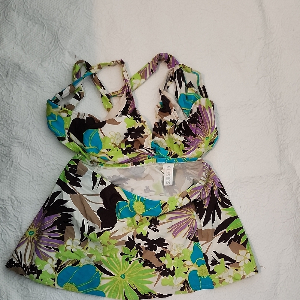 Floral Bikini Set - Green and Blue